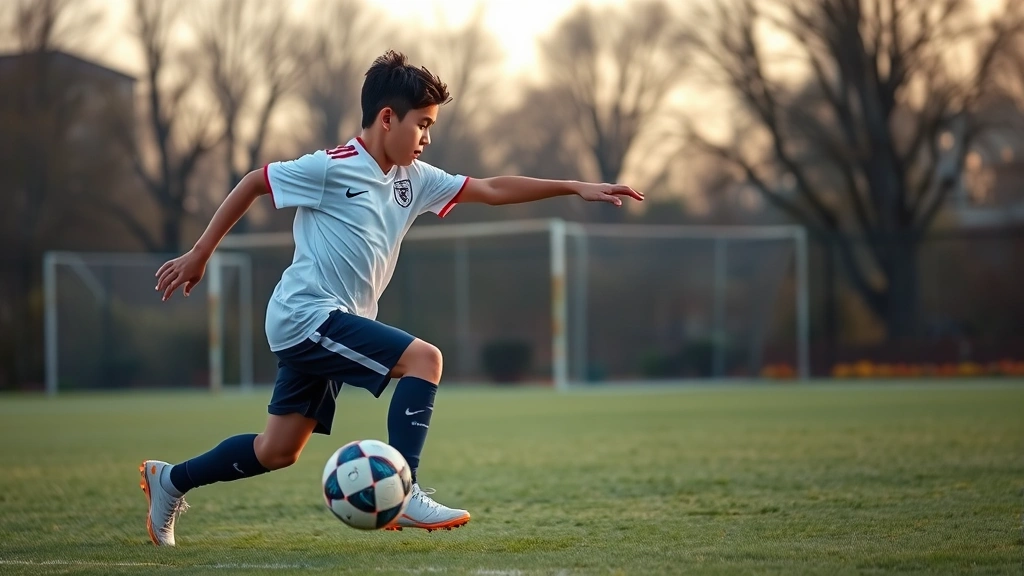 Young athlete performing lateral agility drill with intensity, quick directional change on grass field with sharp form and explosive power, sports action photography