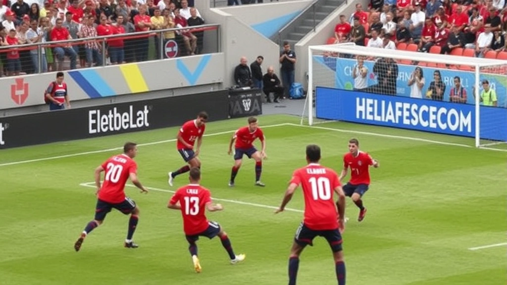 Professional soccer players in Chilean national team red jerseys executing organized defensive positioning during international match, intense focus and tactical discipline visible