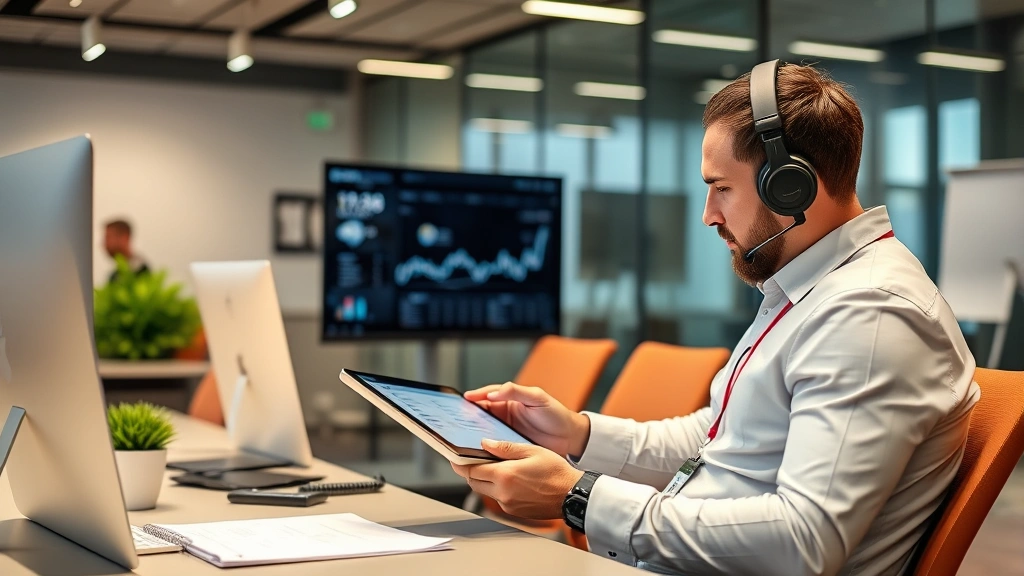 Sports analyst reviewing weather forecast data and injury reports on tablet, preparing weekly lineup decisions, modern sports management office setting