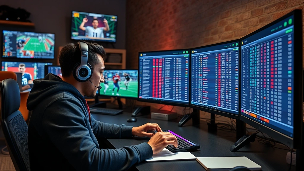 Competitive fantasy football manager trading players during draft night, multiple screens displaying player statistics and rankings, intense strategic planning atmosphere, professional home office setup, authentic league competition vibes