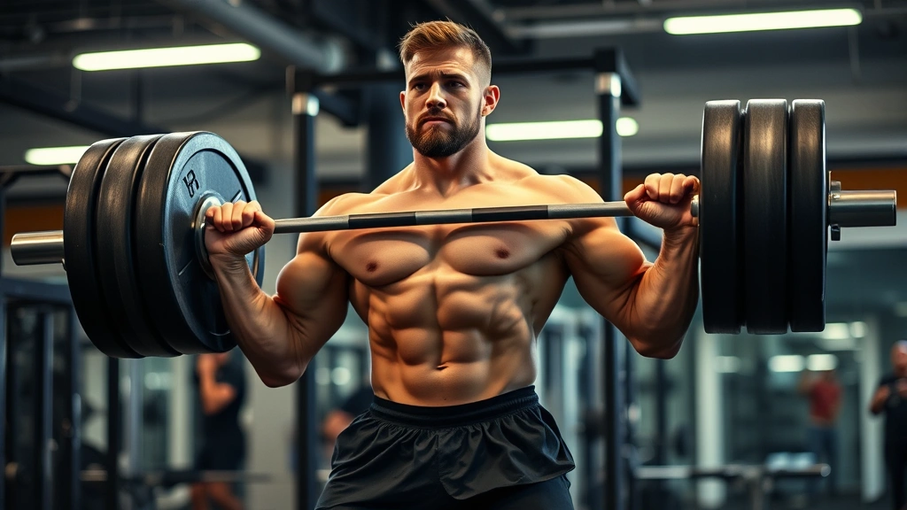 A strong athlete executing a perfect deadlift form with heavy barbell, professional gym setting, proper posture, concentrated expression, athletic build, industrial gym lighting, strength focus
