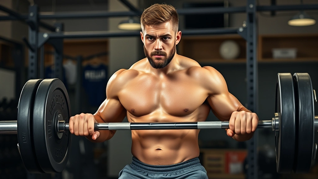 Football athlete executing perfect form deadlift with heavy barbell, muscular physique, concentrated expression, professional training facility, natural lighting