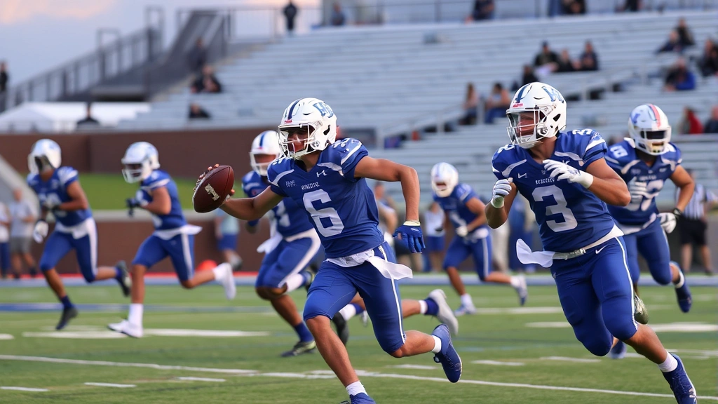 Kentucky Wildcats offensive players practicing route combinations on field, wide receivers running precise patterns with football in motion, outdoor stadium lighting conditions