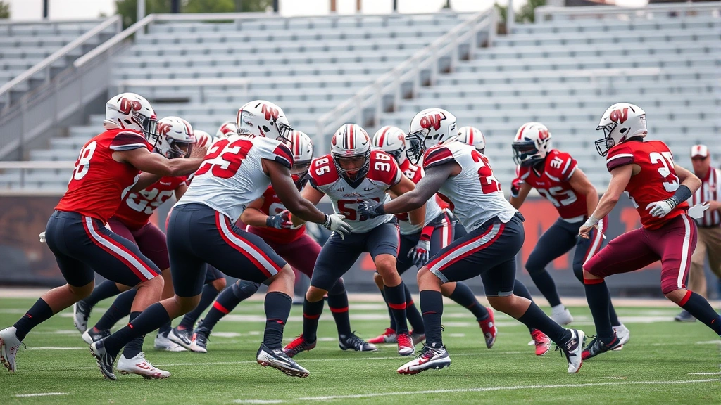 National football team defenders executing pressing defense, athletic players in organized formation demonstrating modern defensive intensity and coordination