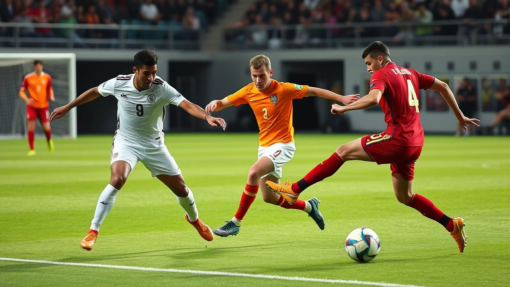 International football players executing high-intensity tactical transition from defense to counter-attack, showing explosive acceleration and tactical awareness in competitive match environment