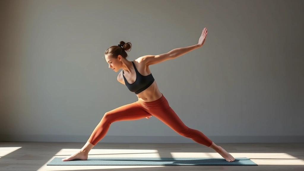 Athlete performing vinyasa flow sequence in dynamic movement, mid-transition between poses, showing muscular control and integrated strength engagement, natural lighting