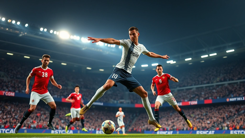 Athletic midfielder executing powerful long-range pass, body position showing technical excellence, opposing defenders tracking movement, professional stadium environment demonstrating elite-level international football competition intensity
