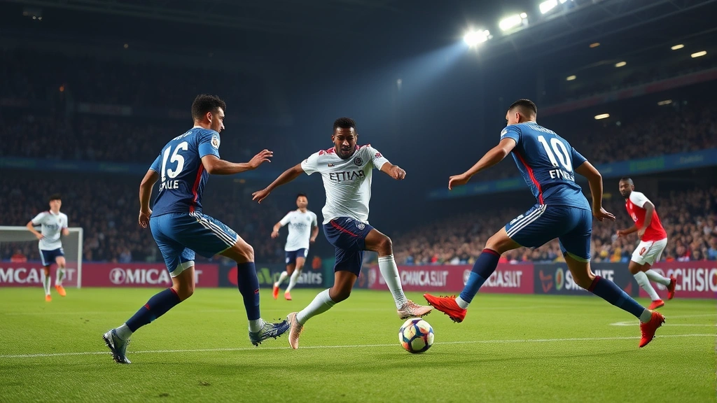 Elite international football players demonstrating precise passing technique and positioning during high-level competitive match, professional lighting, authentic match environment