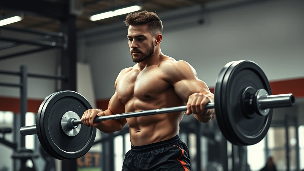 Collegiate football player performing compound deadlift movement with heavy barbell, explosive hip extension, strong posterior chain engagement, professional gym environment, athletic physique, dramatic lighting