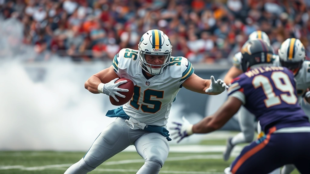 Defensive pass rusher exploding off the line with explosive first step, pursuing quarterback with intense focus and athletic prowess, demonstrating elite lateral quickness and explosive lower body power in full-speed game action