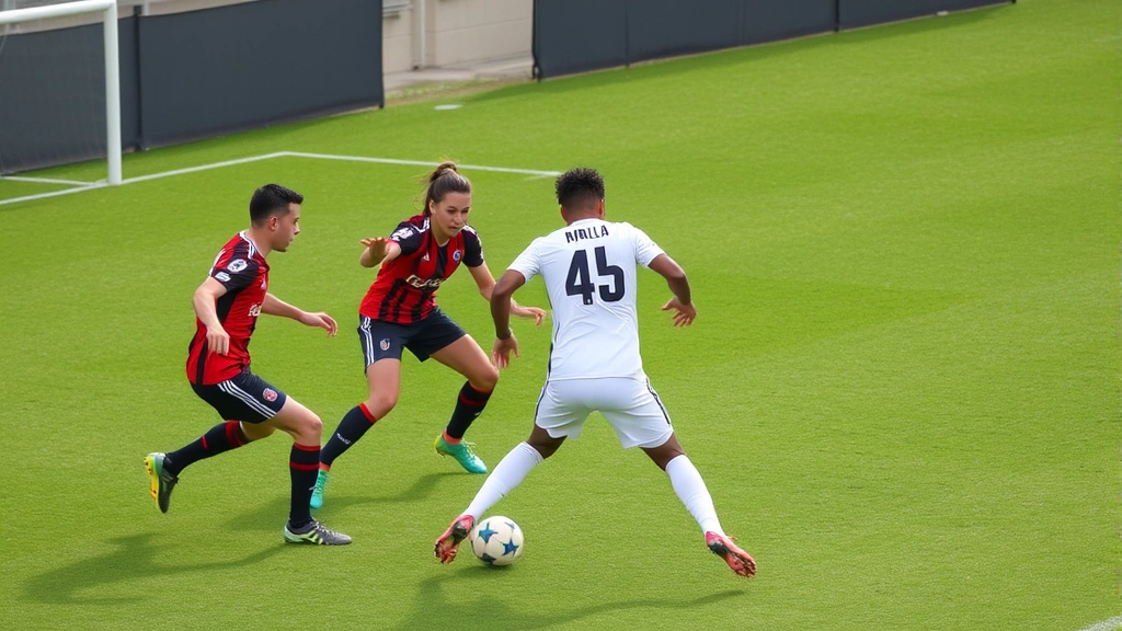 Soccer players executing tactical defensive positioning and pressing strategies during competitive match with focused intensity