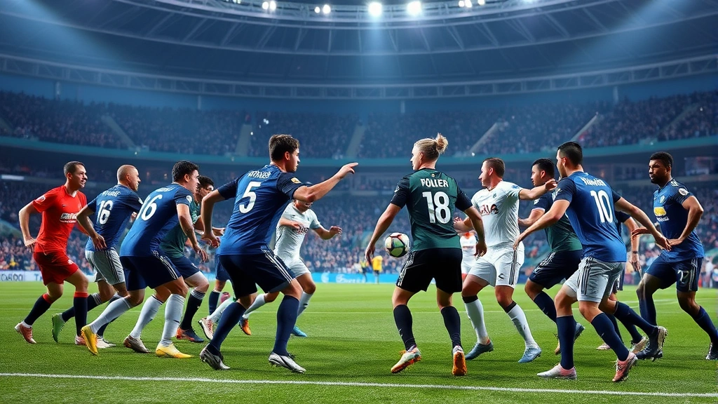 Diverse group of professional football athletes in tactical formation during international competition, showing organized defensive structure and athletic conditioning in modern stadium environment