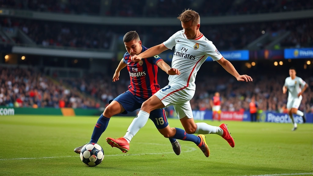 Soccer midfielder executing aggressive tackle during intense international competition, showing physical intensity and defensive commitment in professional stadium setting