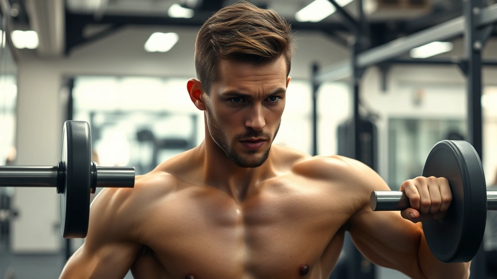 Young male football player in intense training session performing explosive power exercises in professional weight room with modern equipment, focused determination on face, athletic physique, dynamic movement captured mid-exercise