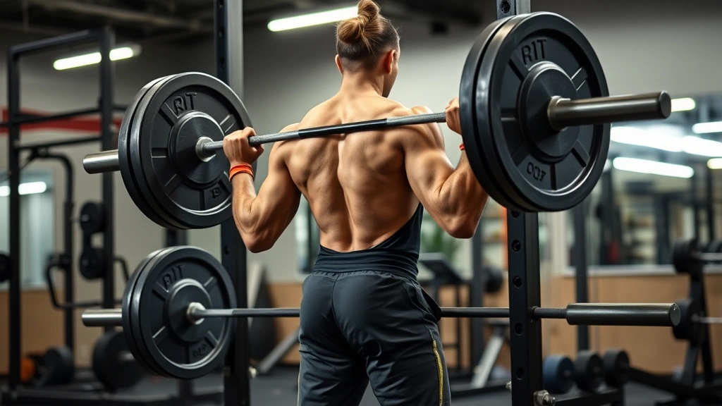 Athlete performing proper barbell deadlift with neutral spine, perfect form, full focus on movement execution, professional gym setting with quality equipment and good lighting
