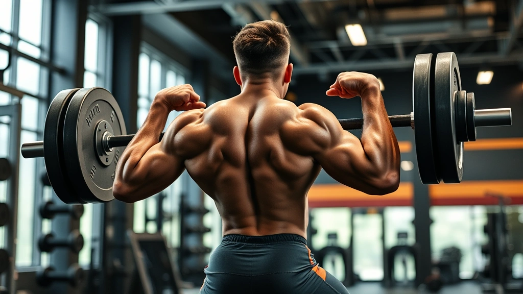 Muscular college football player performing heavy barbell back squat in modern strength training facility, intense concentration, proper form, athletic build, professional gym setting