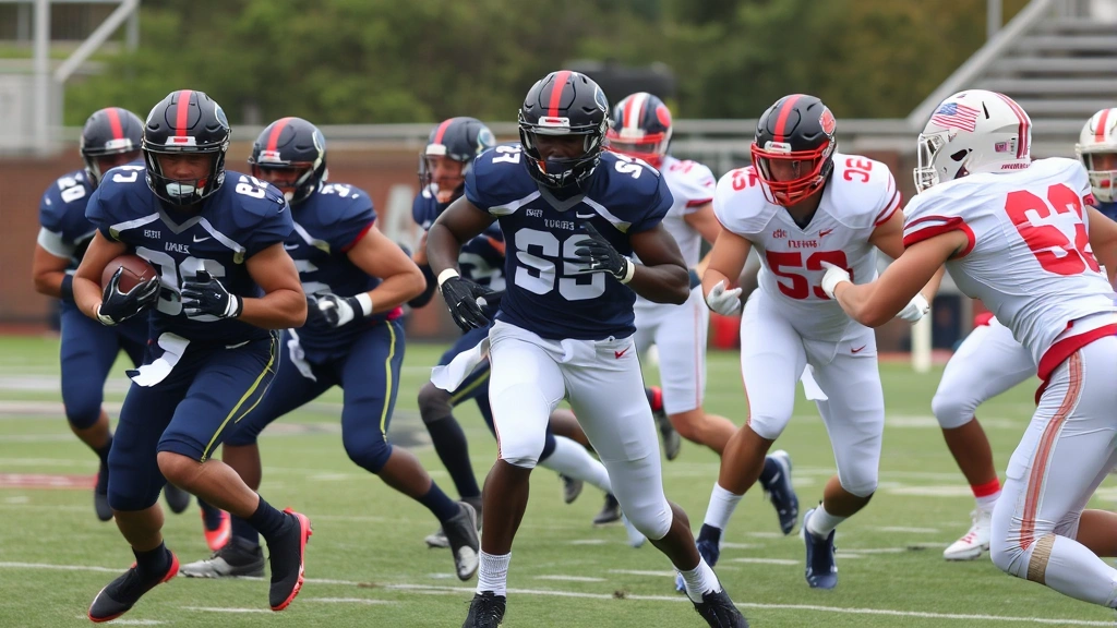 College football defensive backs executing coverage drills during competitive practice, intense athletic movement, multiple players demonstrating technique execution, professional sports photography