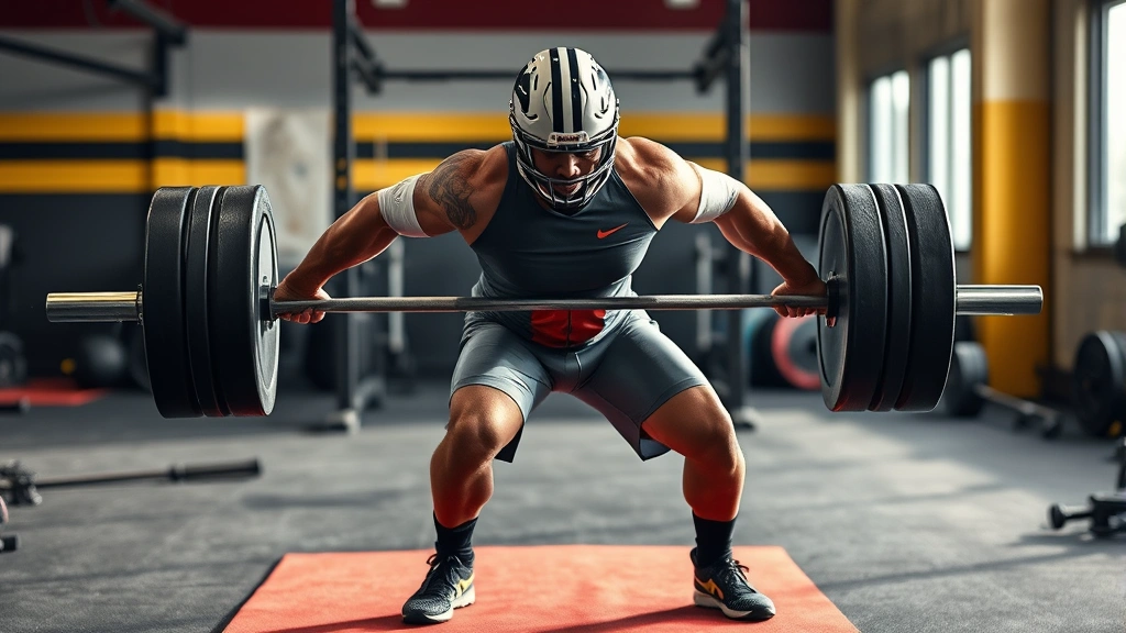 Explosive power cleans execution showing triple extension from college football strength training program, dynamic movement captured mid-pull, athlete in athletic position