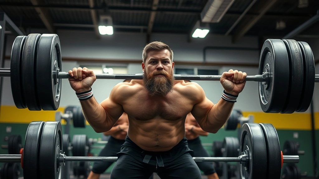 Elite defensive linemen executing power cleans with heavy barbells, concentrated effort, strength training facility, demonstrating proper lifting form and explosive power development