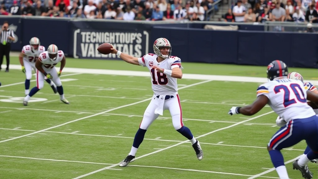 Dynamic action shot of NFL quarterback throwing football during game with defenders in background, demonstrating target opportunity and offensive volume concepts