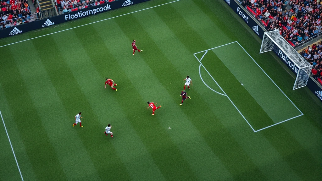 Aerial view of soccer midfielder executing a precise pass during a professional international football match, showing tactical positioning and movement, players in motion during competitive play